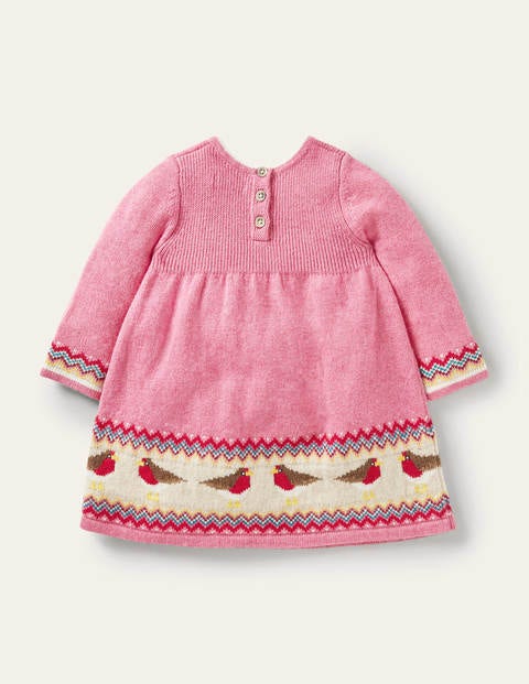 Fair Isle Knitted Dress - Formica Pink Robins Fair Isle Knitted Dress - Formica Pink Robins