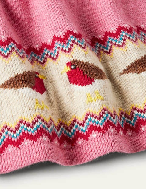 Fair Isle Knitted Dress - Formica Pink Robins Fair Isle Knitted Dress - Formica Pink Robins