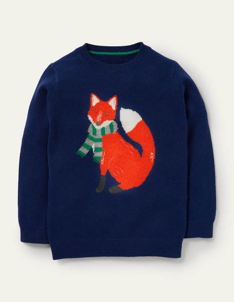 Cashmere Crew Sweater - College Navy Fox