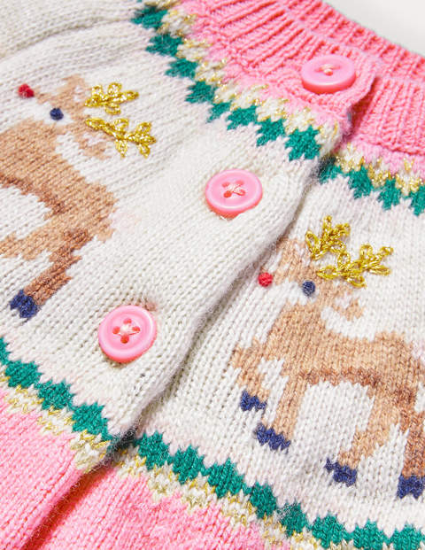Fair Isle Cardigan - Formica Pink Reindeer Fair Isle Cardigan - Formica Pink Reindeer