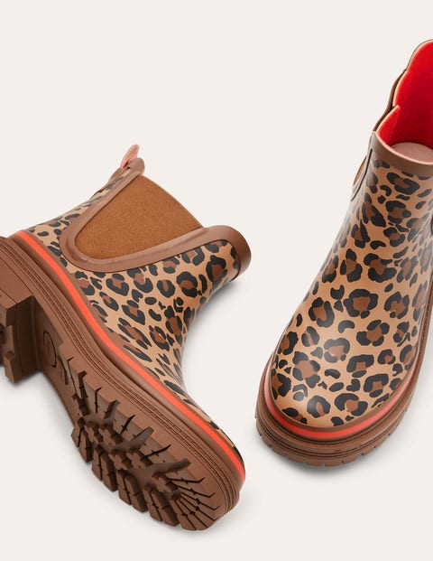 Bamburgh Wellington Boots - Leopard/Firecracker Bamburgh Wellington Boots - Leopard/Firecracker