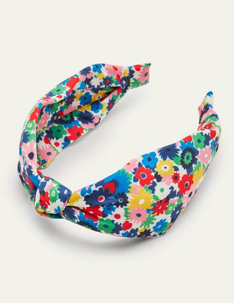 Haarband mit Knoten - Naturweiß, Bunte Gänseblümchen Haarband mit Knoten - Naturweiß, Bunte Gänseblümchen
