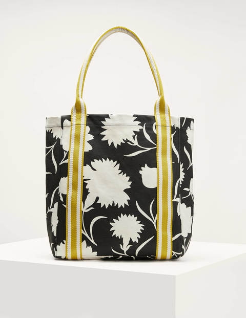 Cabas Olivia en toile - Noir, motif Leafy Bud Cabas Olivia en toile - Noir, motif Leafy Bud
