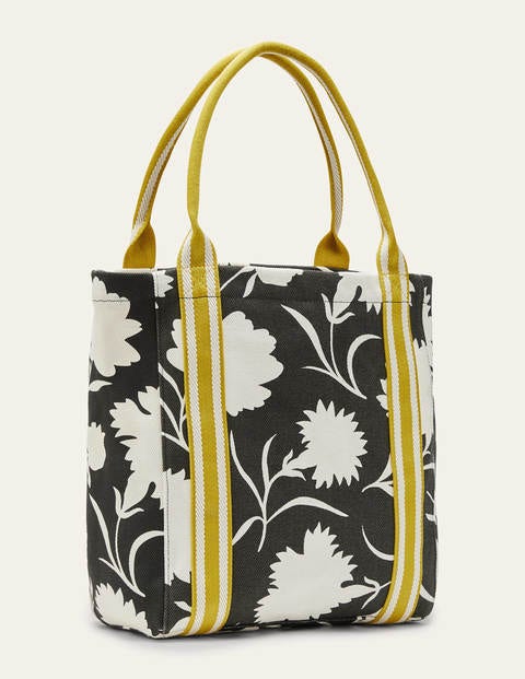 Cabas Olivia en toile - Noir, motif Leafy Bud Cabas Olivia en toile - Noir, motif Leafy Bud
