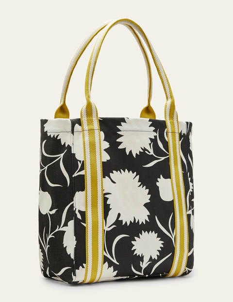 Cabas Olivia en toile - Noir, motif Leafy Bud Cabas Olivia en toile - Noir, motif Leafy Bud