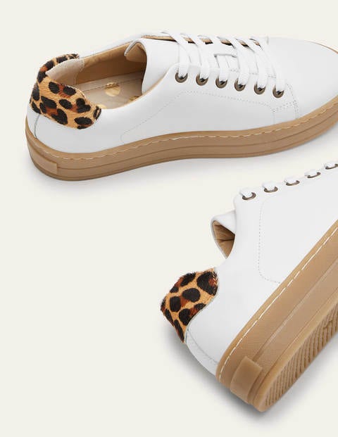 Leather Flatform Trainers - White Gum Sole