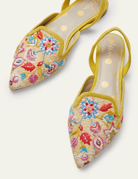 Raffia Embroidered Flats - Natural Raffia Embroidered Flats - Natural