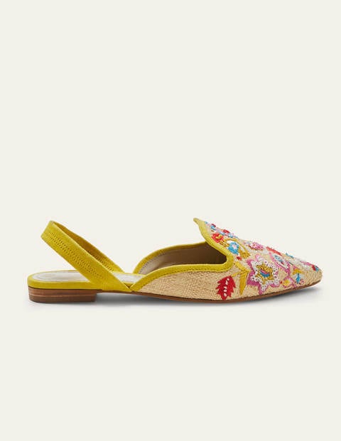 Raffia Embroidered Flats - Natural Raffia Embroidered Flats - Natural
