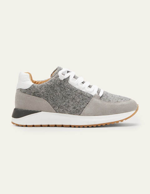 Klassische Turnschuhe - Grau Melierte Melton-Wolle/Graues Veloursleder Klassische Turnschuhe - Grau Melierte Melton-Wolle/Graues Veloursleder
