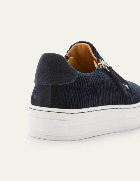 Plateau-Turnschuhe mit Reißverschluss - Navy, Cord Plateau-Turnschuhe mit Reißverschluss - Navy, Cord