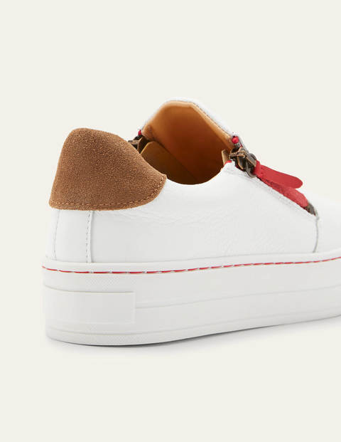 white slip on flatform trainers