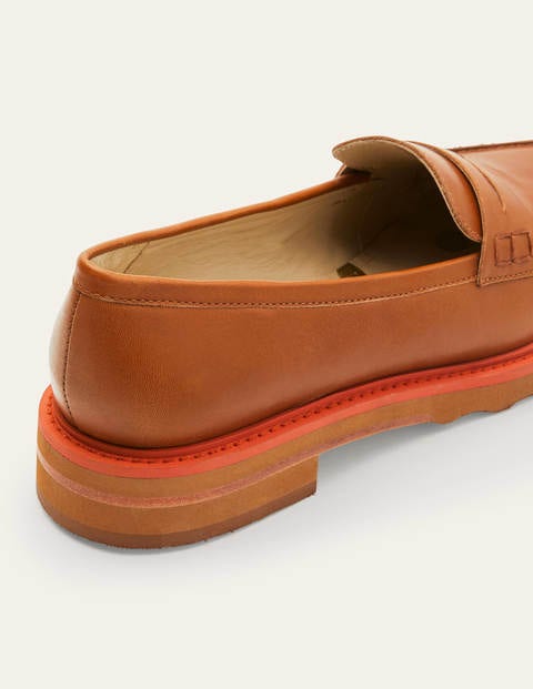 Chunky Penny Loafers - Tan/Cherry Red Chunky Penny Loafers - Tan/Cherry Red