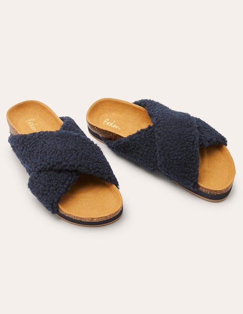 Cross Strap Sliders - Navy Cross Strap Sliders - Navy
