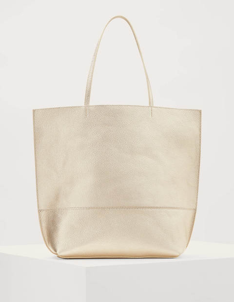Leather Tote Bag - Pale Gold