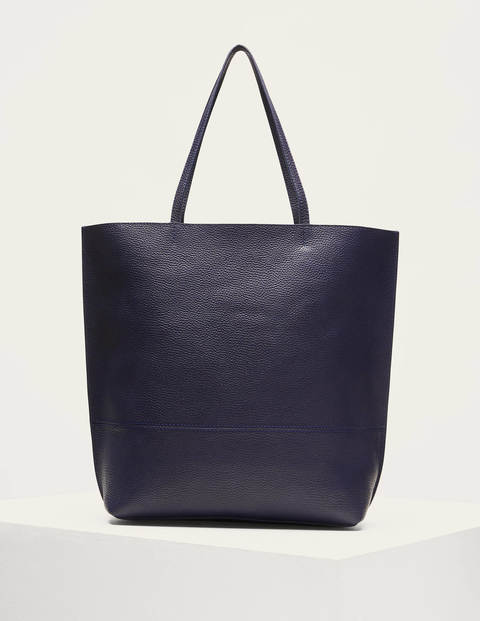 Leather Tote Bag - Navy