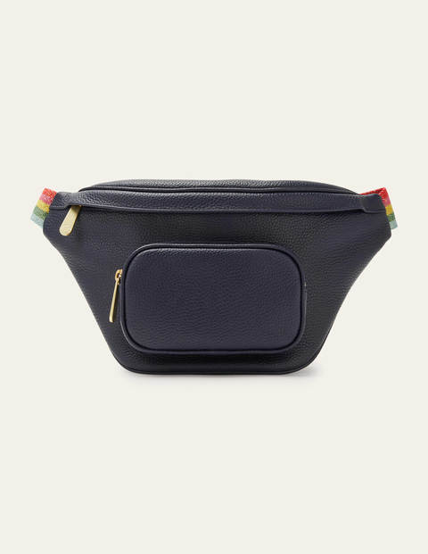 Leather Belt Bag - Navy