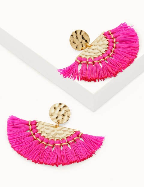 Statement Tassel Earrings - Party Pink