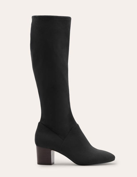 Stretchstiefel mit spitzer Zehenpartie - Schwarz Stretchstiefel mit spitzer Zehenpartie - Schwarz