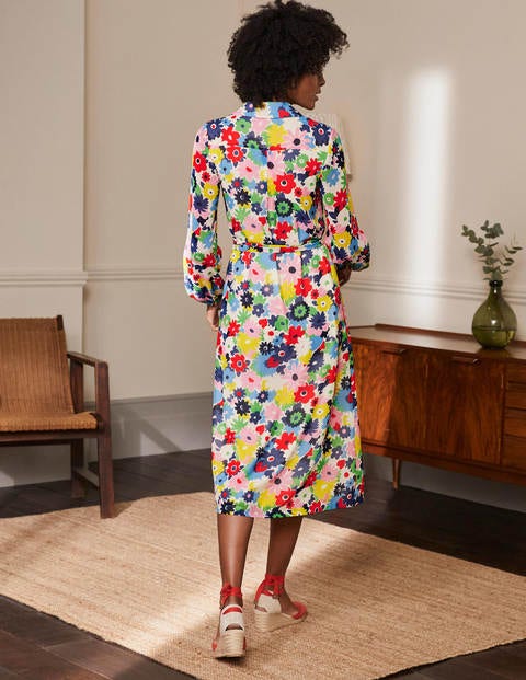 Abigail Midi Shirt Dress - Ivory, Paintbox Ditsy Abigail Midi Shirt Dress - Ivory, Paintbox Ditsy