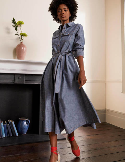 Colette Chambray Midi Dress - Mid ...