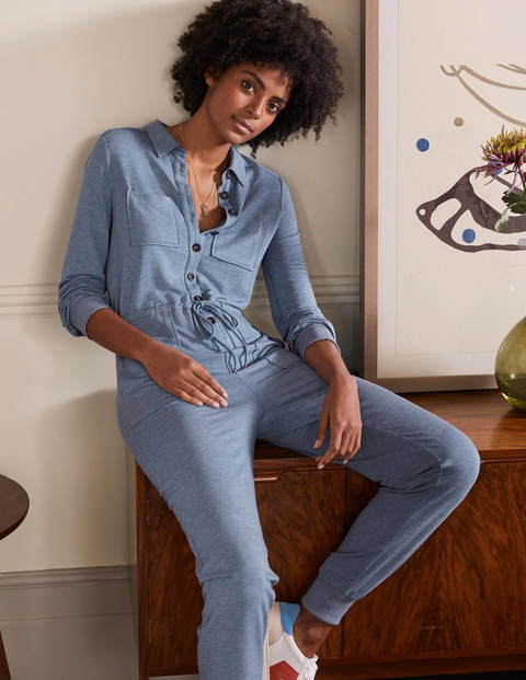Utility Jersey Jumpsuit - Mid Blue Marl Utility Jersey Jumpsuit - Mid Blue Marl