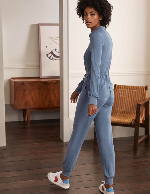 Utility Jersey Jumpsuit - Mid Blue Marl Utility Jersey Jumpsuit - Mid Blue Marl