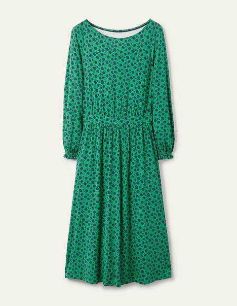 Evelyn Jersey-Midikleid - Baumgrün, Knospen mit Blättern Evelyn Jersey-Midikleid - Baumgrün, Knospen mit Blättern