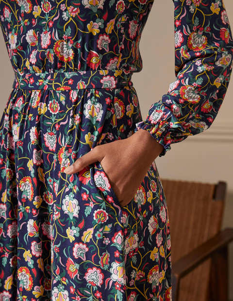 Evelyn Jersey Midi Dress - French Navy, Opulent Floral Evelyn Jersey Midi Dress - French Navy, Opulent Floral