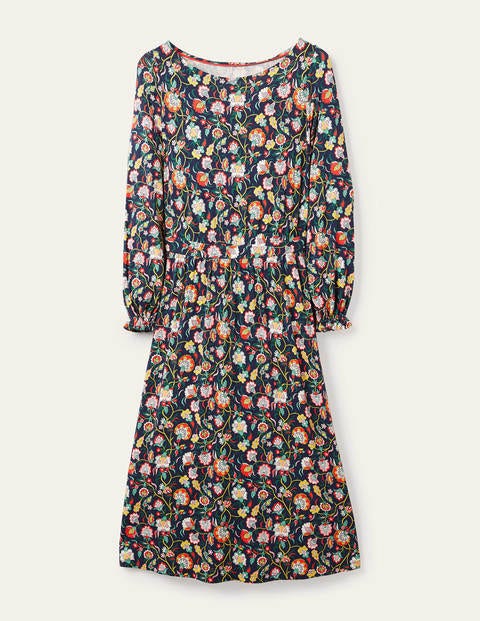 Evelyn Jersey Midi Dress - French Navy, Opulent Floral Evelyn Jersey Midi Dress - French Navy, Opulent Floral