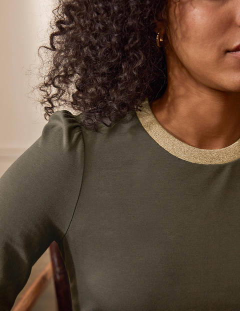 Jersey Swing Dress - Classic Khaki/Gold Metallic Jersey Swing Dress - Classic Khaki/Gold Metallic