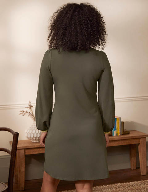 Jersey Swing Dress - Classic Khaki/Gold Metallic Jersey Swing Dress - Classic Khaki/Gold Metallic