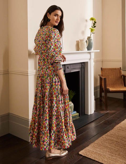 tiered maxi dress with sleeves