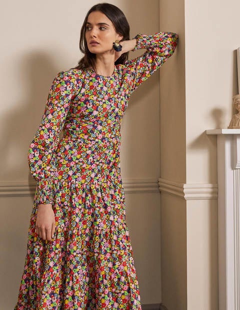 Tiered Maxi Dress - Cherry Red, Paintbox Ditsy Tiered Maxi Dress - Cherry Red, Paintbox Ditsy