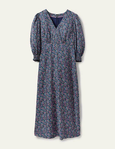 Robe midi Iris - Bleu galaxie, motif Pretty Floral Robe midi Iris - Bleu galaxie, motif Pretty Floral