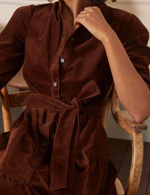 Ellen Tiered Shirt Dress - Copper Brown Ellen Tiered Shirt Dress - Copper Brown