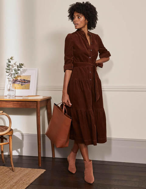 Ellen Tiered Shirt Dress - Copper Brown | Boden UK