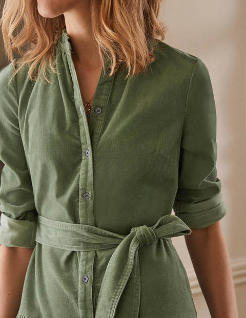 Ellen Hemdblusenkleid mit Stufen - Helles Olivgrün