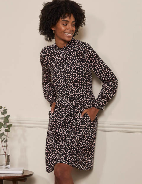 Clara Jersey Dress - Black, Falling Bud Clara Jersey Dress - Black, Falling Bud