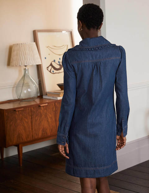 Denimkleid mit Statement-Kragen - Mittleres Vintageblau, Denim Denimkleid mit Statement-Kragen - Mittleres Vintageblau, Denim