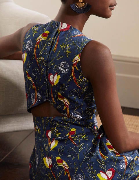 Back Detail Maxi Dress - Night Blue, Bird Tree Back Detail Maxi Dress - Night Blue, Bird Tree