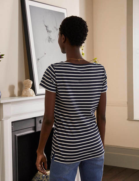 Kurzärmeliges Bretonshirt - Navy/Naturweiß Kurzärmeliges Bretonshirt - Navy/Naturweiß