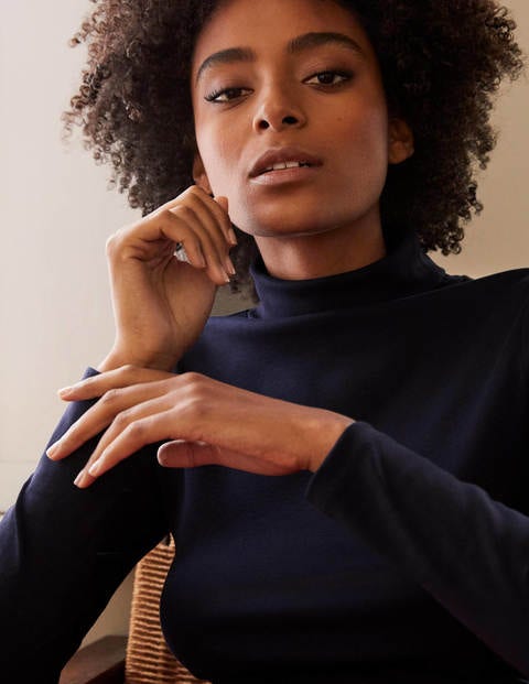 Essential Roll Neck Tee - Navy Essential Roll Neck Tee - Navy