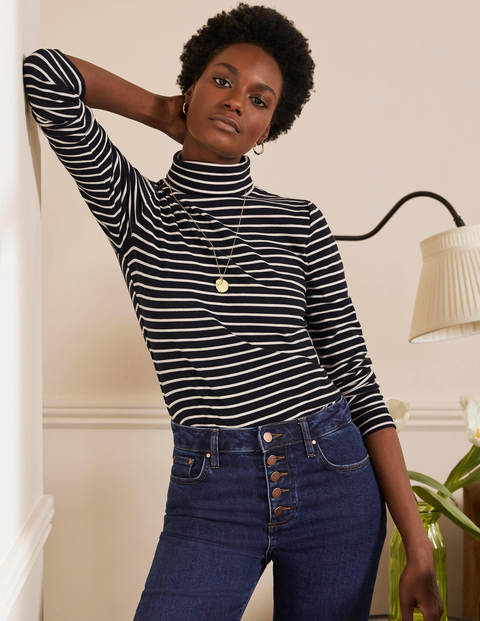 Basic-Rollkragenpullover - Navy/Naturweiß Basic-Rollkragenpullover - Navy/Naturweiß