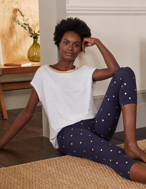 Kurze Lieblingsleggings - Navy/Gold, Polka-Tupfen Kurze Lieblingsleggings - Navy/Gold, Polka-Tupfen