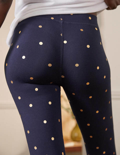 Kurze Lieblingsleggings - Navy/Gold, Polka-Tupfen Kurze Lieblingsleggings - Navy/Gold, Polka-Tupfen