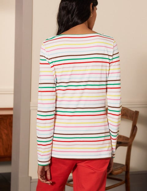 Langärmliges Bretonshirt - Kirschblüte, Zitrone/Regenbogen Langärmliges Bretonshirt - Kirschblüte, Zitrone/Regenbogen