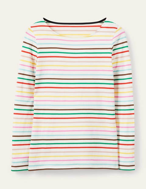 Langärmliges Bretonshirt - Kirschblüte, Zitrone/Regenbogen Langärmliges Bretonshirt - Kirschblüte, Zitrone/Regenbogen