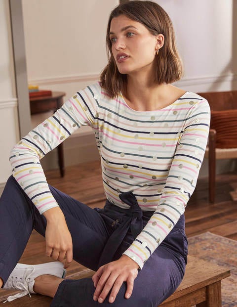 Long Sleeve Breton - Pastel Multistripe, Gold Spot Long Sleeve Breton - Pastel Multistripe, Gold Spot