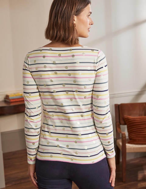 Long Sleeve Breton - Pastel Multistripe, Gold Spot Long Sleeve Breton - Pastel Multistripe, Gold Spot