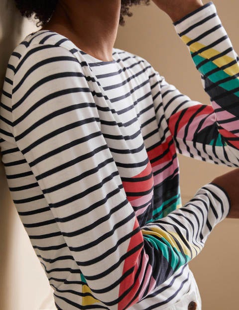 Langärmliges Bretonshirt - Regenbogen, Platzierte Bretonstreifen Langärmliges Bretonshirt - Regenbogen, Platzierte Bretonstreifen